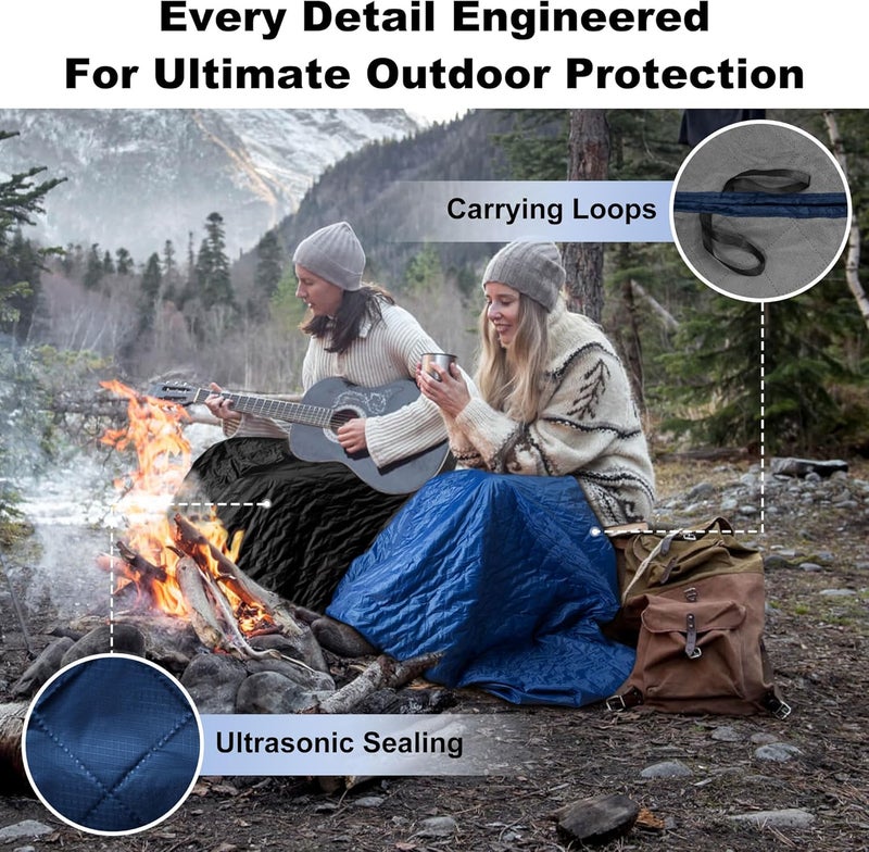 sowwon Waterproof Outdoor Blanket Packable, Stadium Blankets for Camping with Sherpa Fleece Lining, Large Windproof Emergency Throw for Garss Picnic Hiking Road Trip, Machine Washable, 82"X 55"/ 92''X 60'' - Image 5